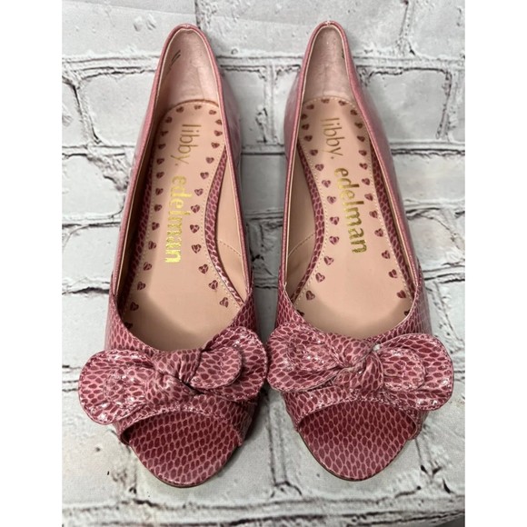 BRAND NEW in Box Libby Edelman L-Flynn Women Sz 8M Patent Pink Snake Shoes - Picture 2 of 9